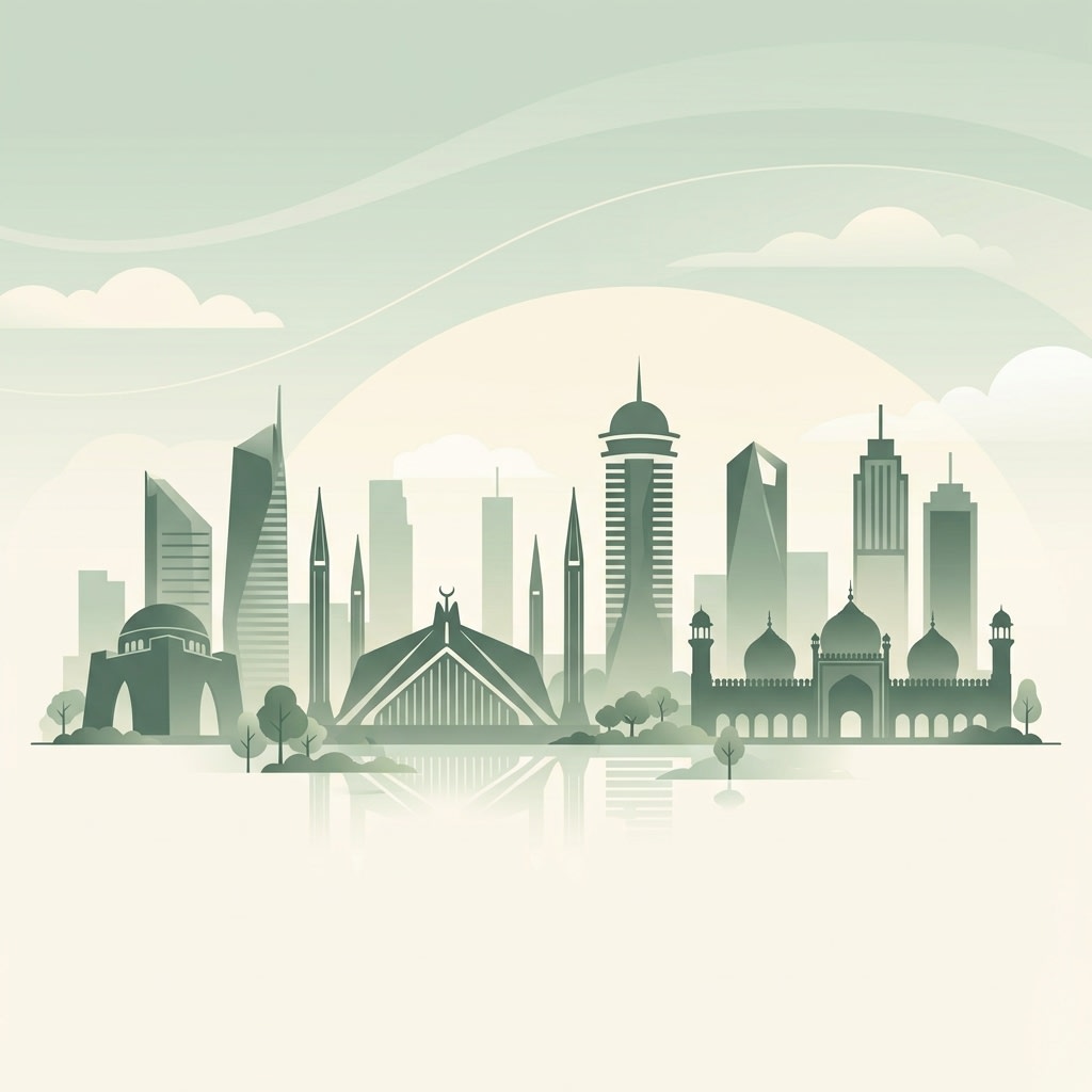 Pakistani city skyline illustration