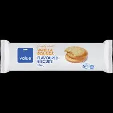 Buy VALUE VANILLA ROUNDS FLAVOURED BISCUITS 250G online in Lagos