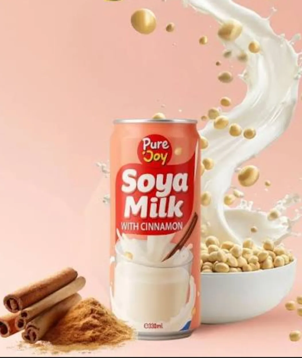 Buy PURE JOY SOYA MILK WITH CINNAMON CAN DRINK 330ML online in Lagos