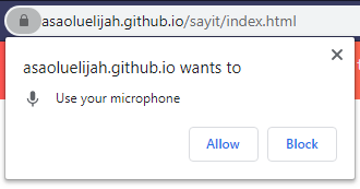 Speech Recognition, Allow microphone access dialog