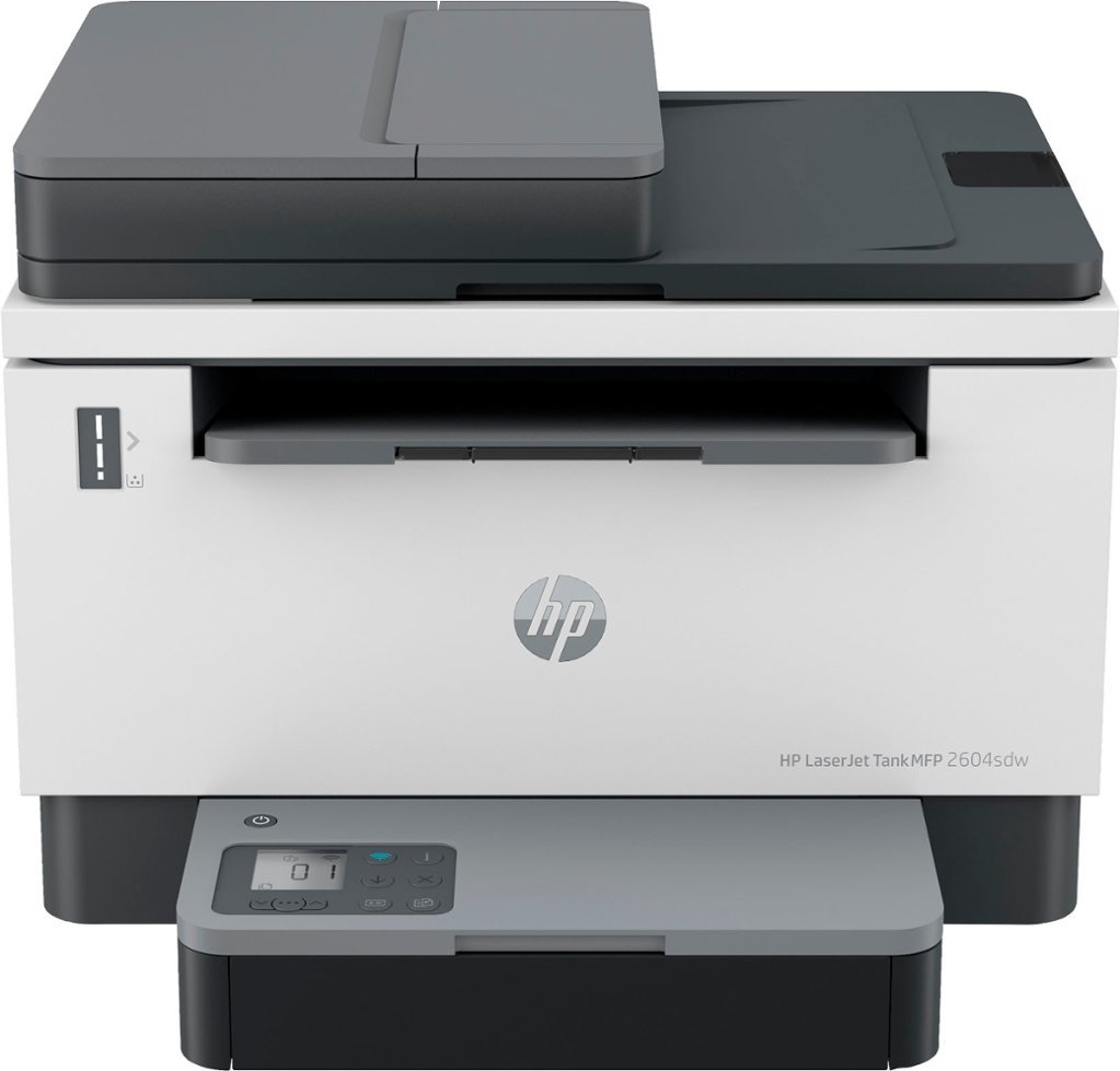 HP - LaserJet Tank 2604sdw Wireless Black-and-White All-In-One Laser Printer preloaded with up to 2 years of toner - White