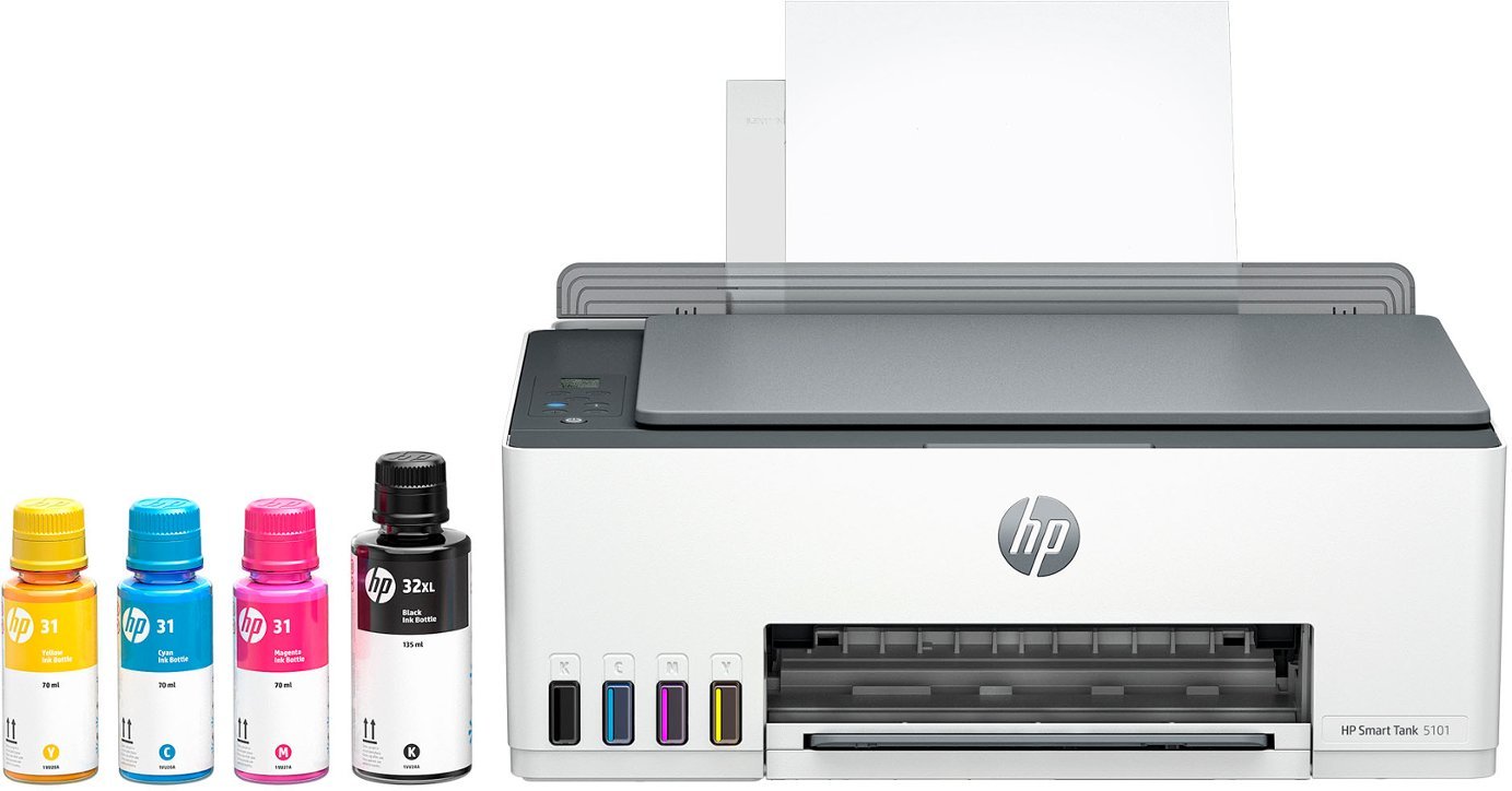 HP - Smart Tank 5101 Wireless All-In-One Supertank Inkjet Printer with up to 2 Years of Ink Included - White