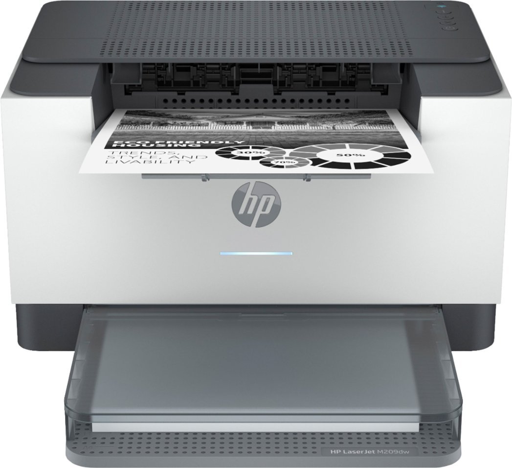 HP - LaserJet M209dw Wireless Black-and-White Laser Printer - White & Slate