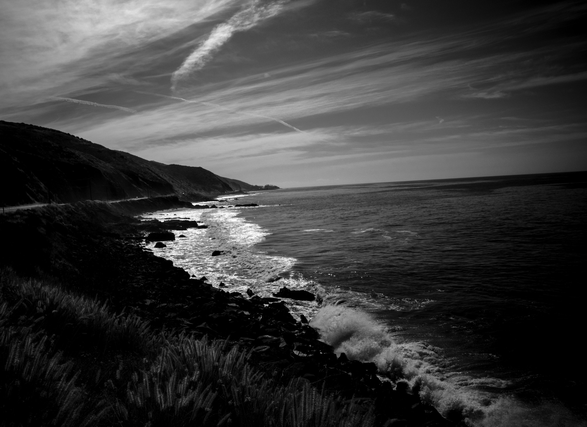 Black and white coastline