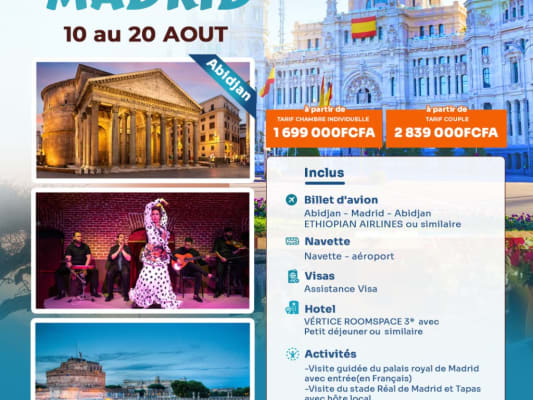 10 JOURS A MADRID - Août 2026 (Abidjan)