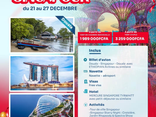 NOEL A SINGAPOUR DU 21 AU 27 DECEMBRE 2026  (DEPART DE DOUALA)