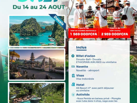 10 JOURS A BALI - Août 2026 (Douala)