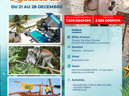 NOEL  À ZANZIBAR 🎁👨‍👩‍👧‍👦 DU 21 AU 28 DECEMBRE (DOUALA)