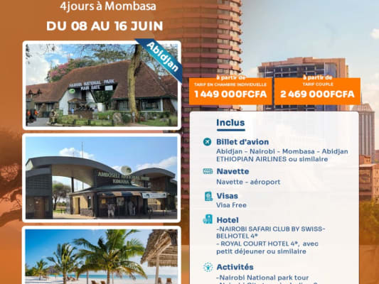 Visitez le 4 jours à Nairobi & 4 jours à Mombasa