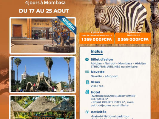 Visitez le 4 jours à Nairobi & 4 jours à Mombasa