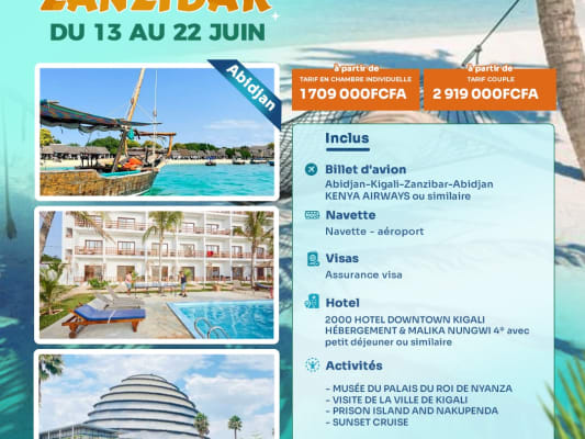 Double Expérience : 3 jours à Kigali & 6 jours à Zanzibar