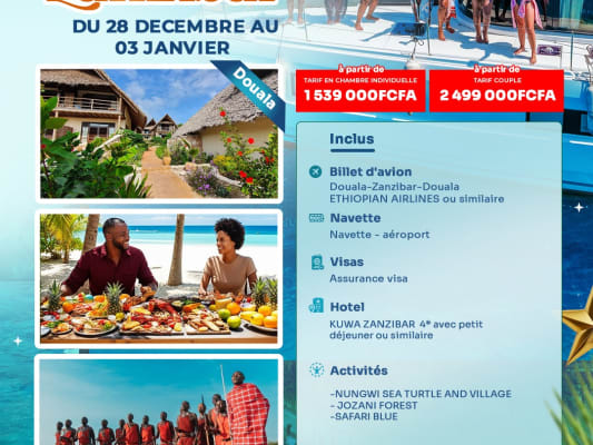 NOUVEL AN À ZANZIBAR 🎁👨‍👩‍👧‍👦 DU 28 DECEMBRE AU 03 JANVIER (DOUALA)