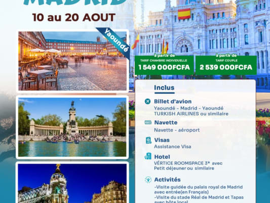 10 JOURS A MADRID - Août 2026 (YDE/DLA)