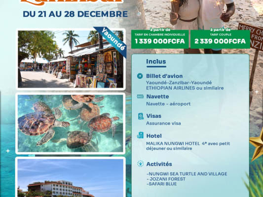 NOEL  À ZANZIBAR 🎁👨‍👩‍👧‍👦 DU 21 AU 28 DECEMBRE (YAOUNDE)