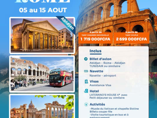 LE GRAND TOUR DE ROME EN 10 JOURS- Août 2026 (Abidjan)