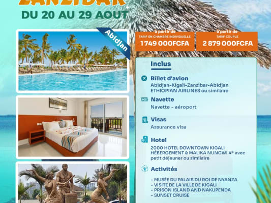 Double Expérience : 3 jours à Kigali & 6 jours à Zanzibar