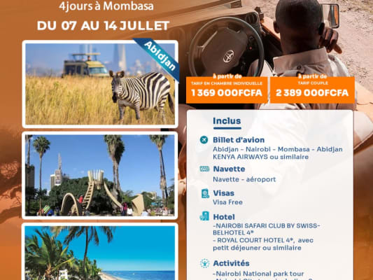Visitez le 4 jours à Nairobi & 4 jours à Mombasa