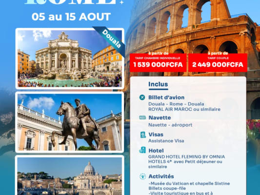 10 JOURS A ROME - Août 2026 (Douala)