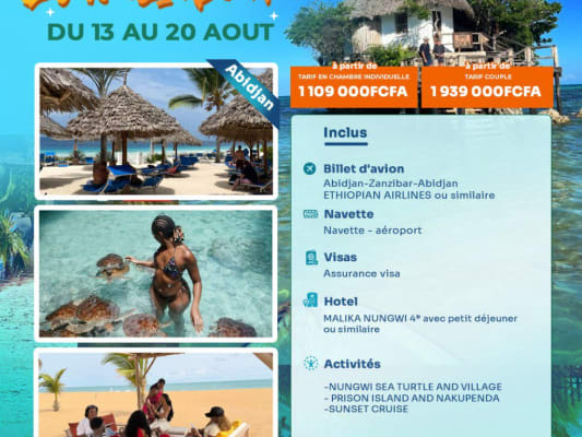  L'ECHAPEE ZANZIBAR: 07 Merveilleux  jours entre plages de Reve et coucher de soleil doré