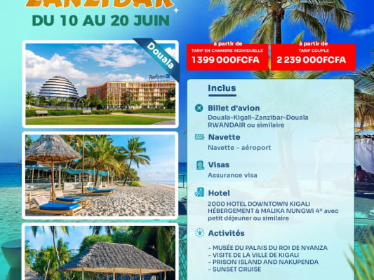 Double Expérience : 3 jours à Kigali & 6 jours à Zanzibar