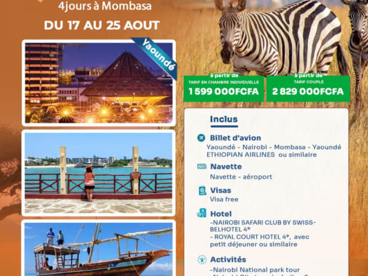Visitez le 4 jours à Nairobi & 4 jours à Mombasa