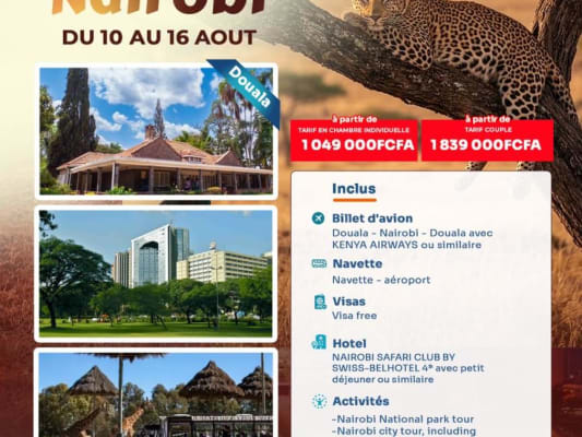 07 JOURS EN IMMERSION TOTALE EN NAIROBI- Août 2026(Douala)