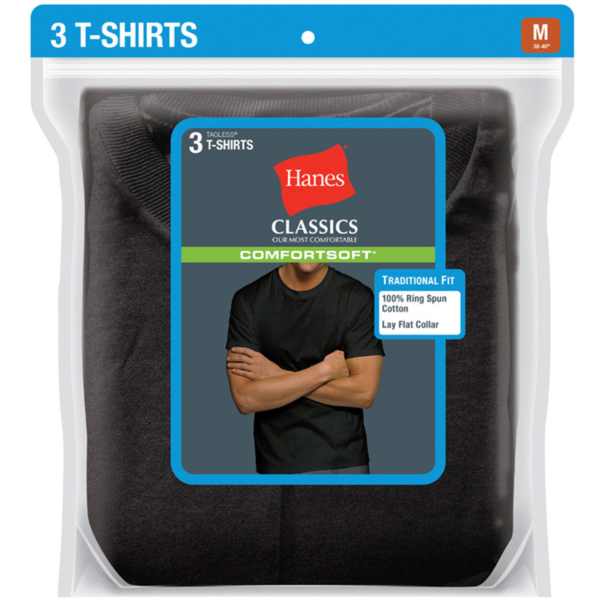 Hanes Men's Classics Comfortsoft Crew Neck Tees, 3-Pack