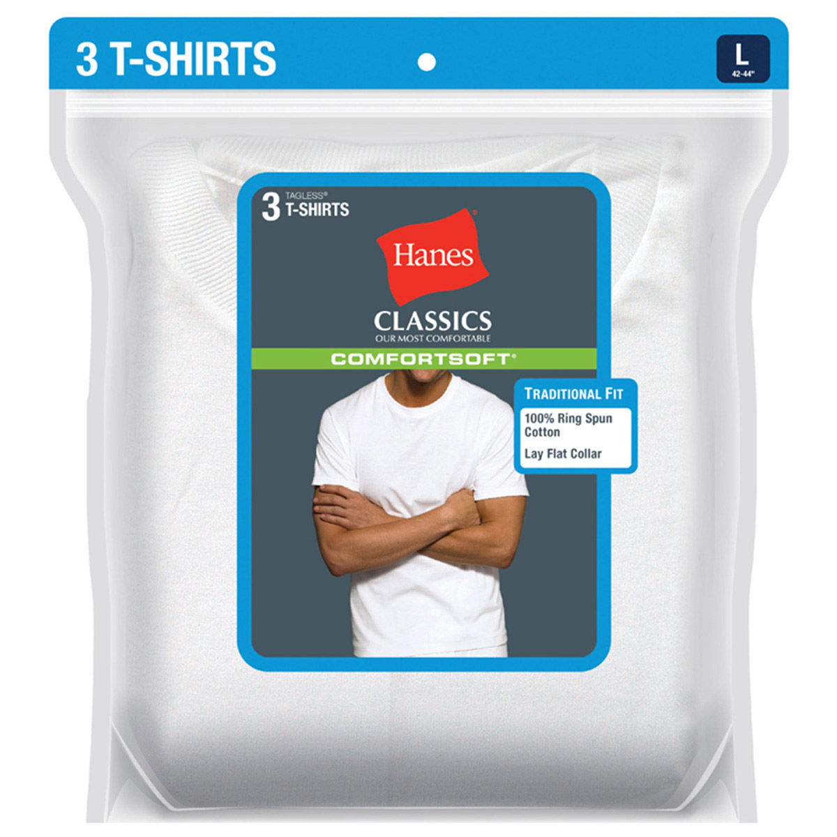 Hanes Men's Classics Comfortsoft Crew Neck Tees, Extended Sizes, 3-Pack