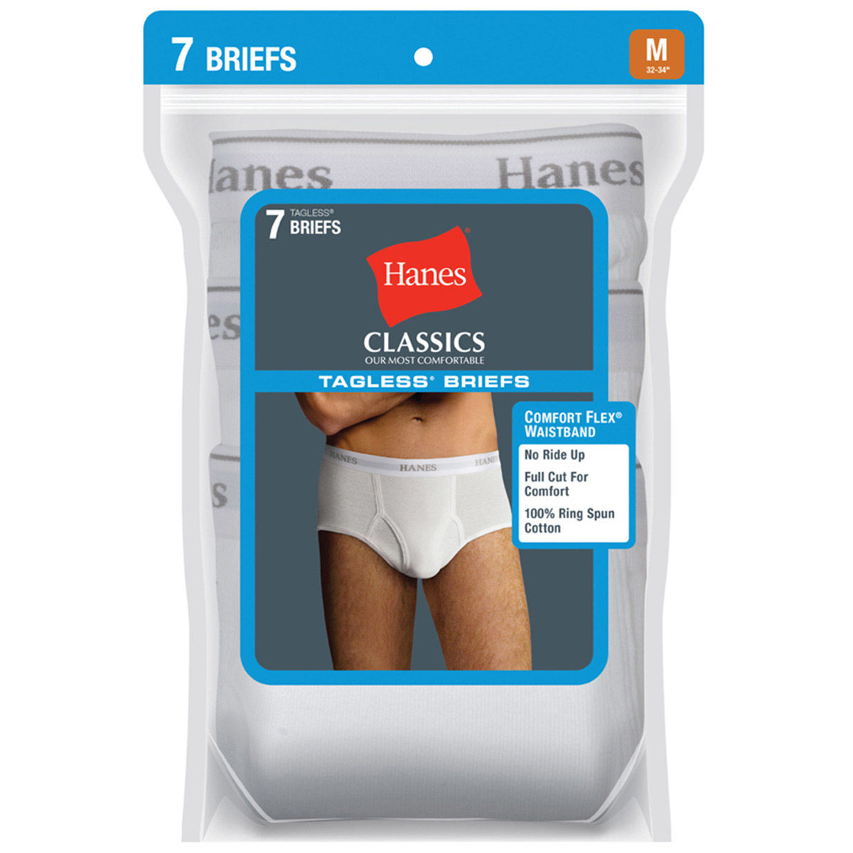 Hanes Men's Classics Tagless Briefs, Extended Sizes