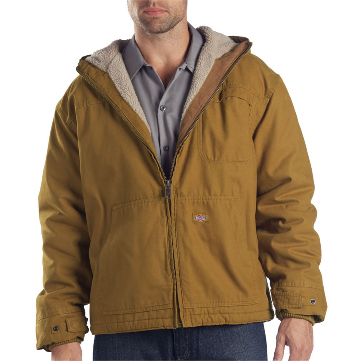 Dickies Men’s Tj350 Sanded Duck Sherpa Lined Hooded Jacket