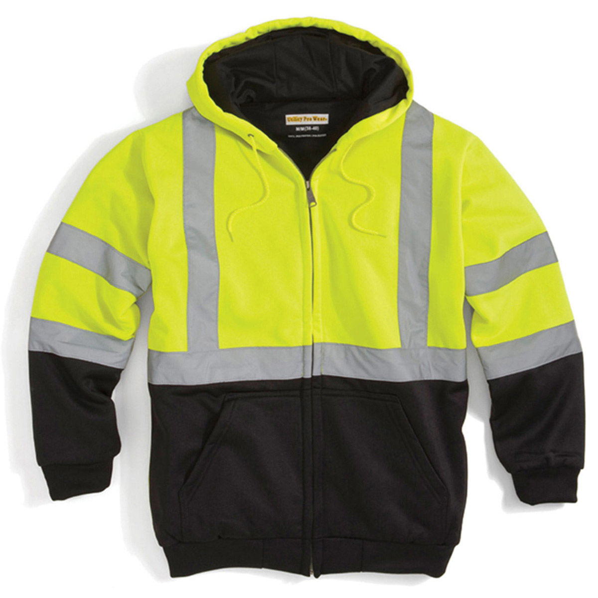 Utility Pro Wear Men's Uhv425 Stain-Resistant Ansi Class 3 Hi Vis Hooded Sweatshirt