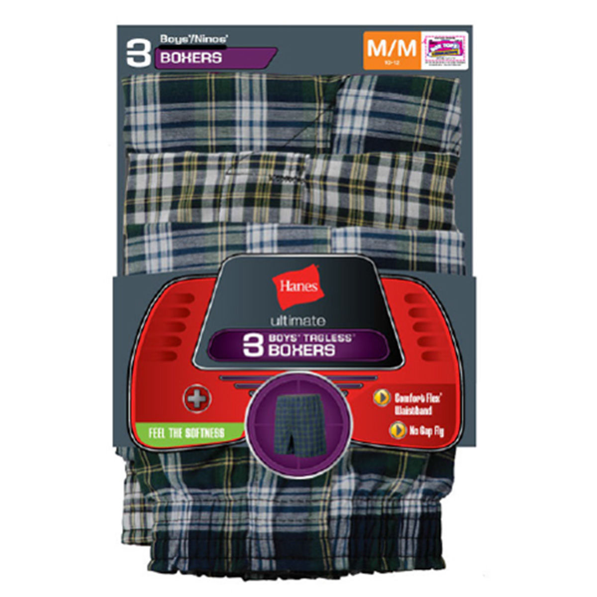 Hanes Boys' Tartan Boxers 3-Pack