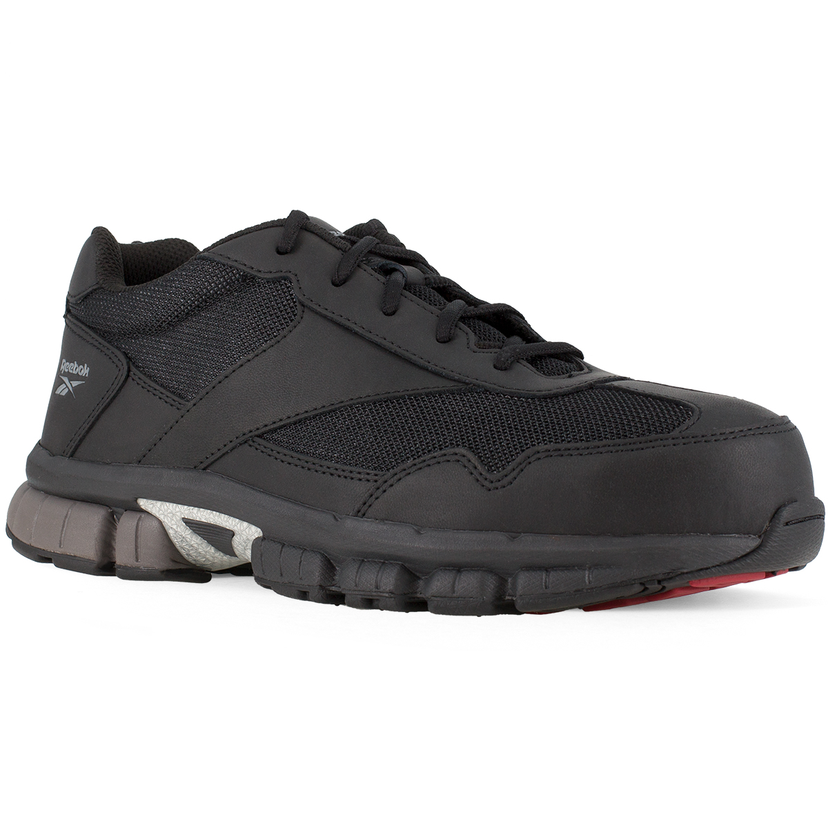 Reebok Work Men’s Ketia Composite Toe Cross Trainer Shoes, Black/ Silver, Wide