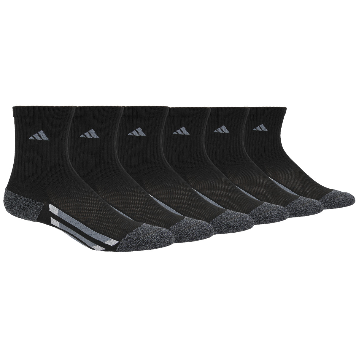 Adidas Boys' Grade School Vertical Stripe Crew Socks, Black, 6 Pack