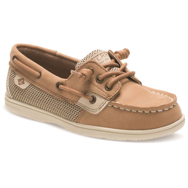 Sperry Girls' Shoresider 3-Eye Boat Shoes, Linen Oat - Size 6