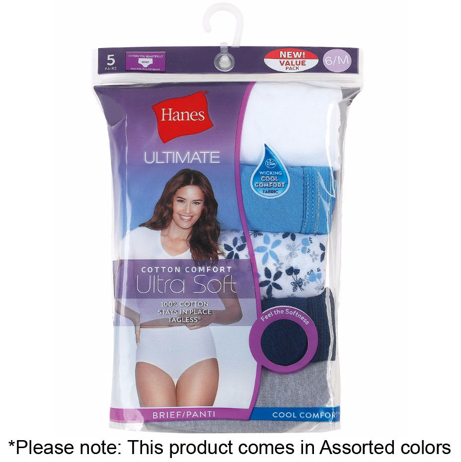 Hanes Women's Ultimate Comfort Briefs, 5-Pack