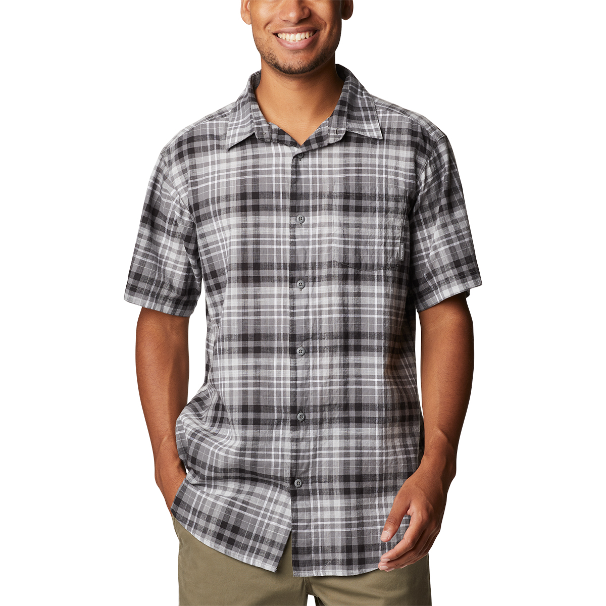 Columbia Men's Under Exposure Yarn-Dye Short Sleeve Shirt - Size S