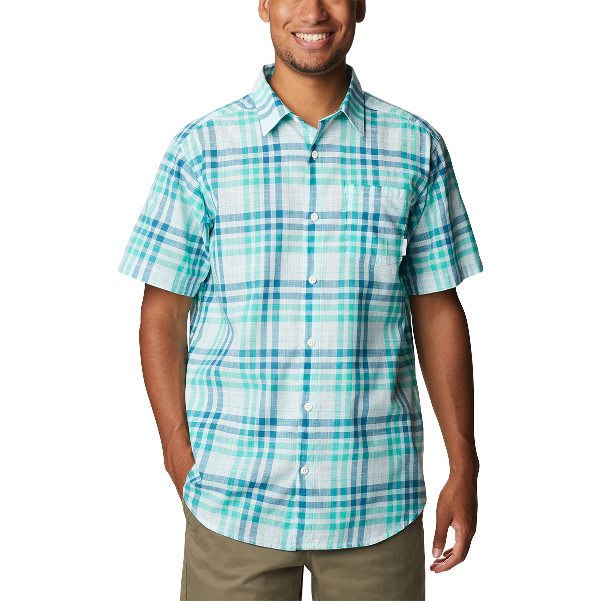 Columbia Men's Under Exposure Yarn-Dye Short Sleeve Shirt - Size M