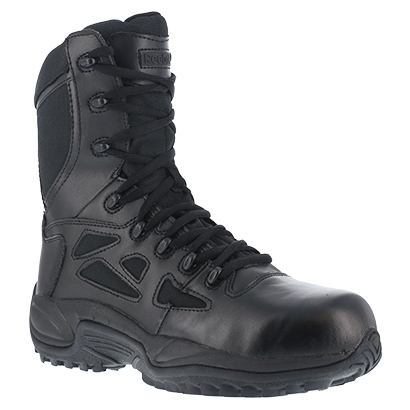 Reebok Work Men’s Rapid Response Rb Composite Toe Stealth 8″ W/ Side Zip Boot, Black