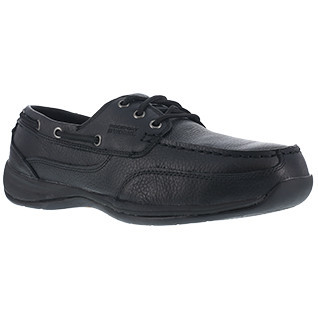 Rockport Works Women’s Sailing Club 3 Eye Tie Steel Toe Boat Shoe, Black