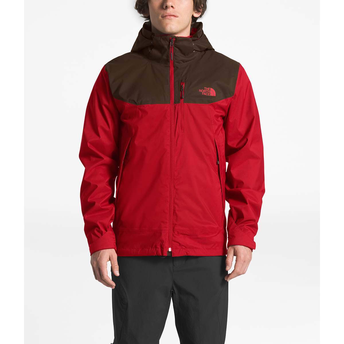 red north face jacket mens