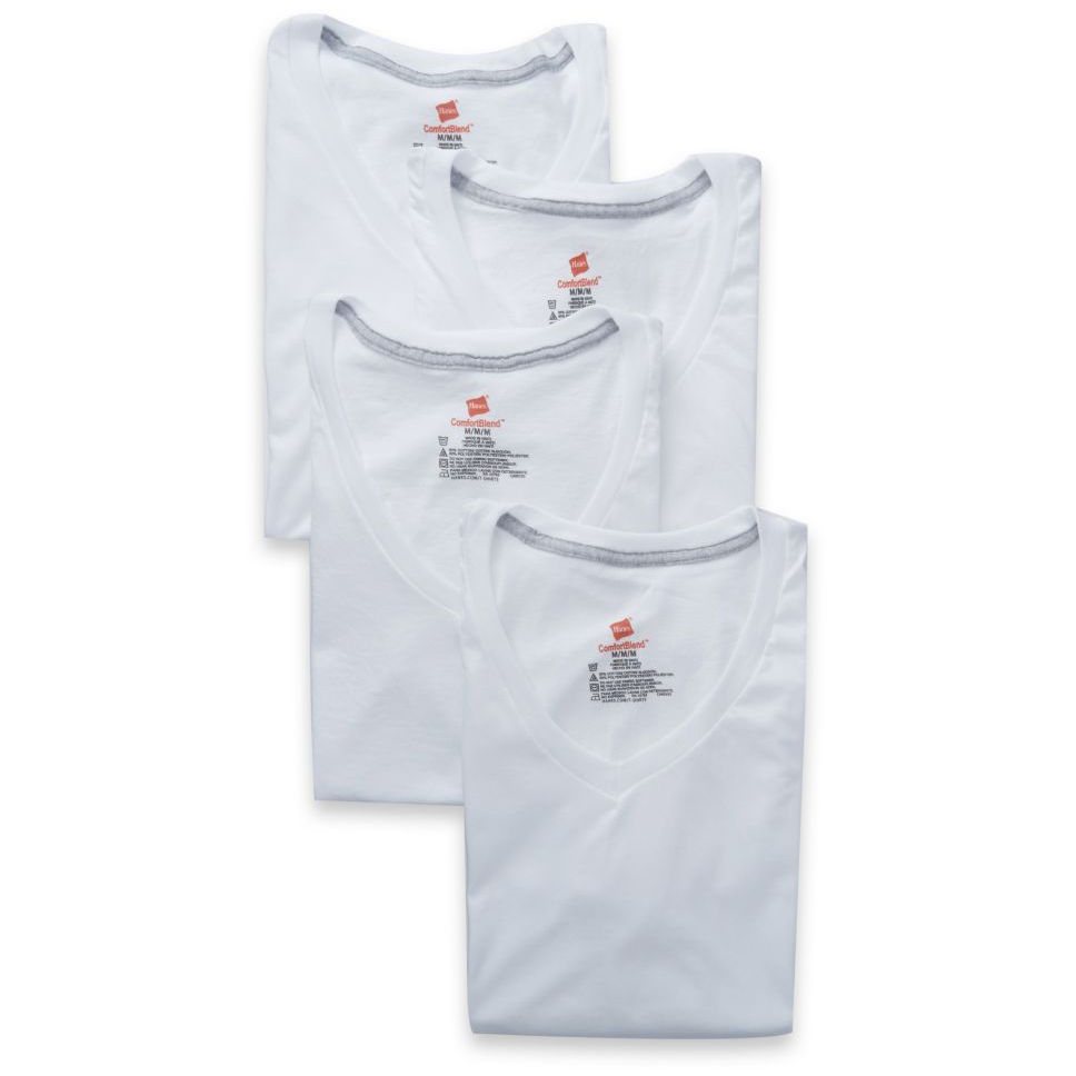 Hanes Mens Comfortblend V Neck Undershirts 4 Pack Ebay