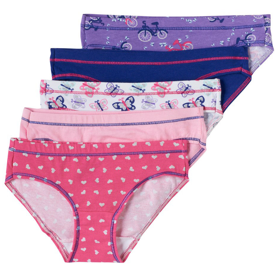 Hanes Girls' Cotton Stretch Bikini Briefs, 5-Pack