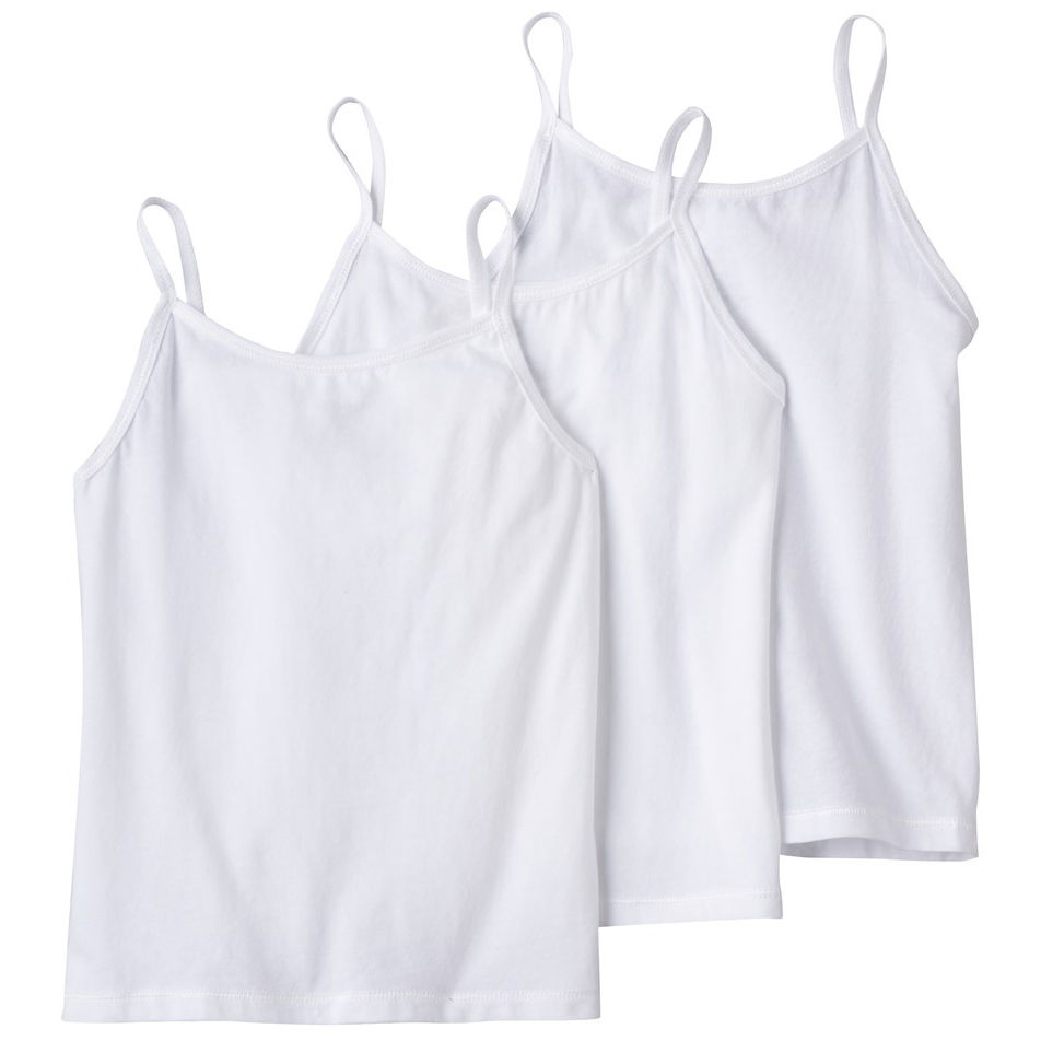 Hanes Girls' Ultimate Cotton Stretch Cami Undershirts, 3-Pack