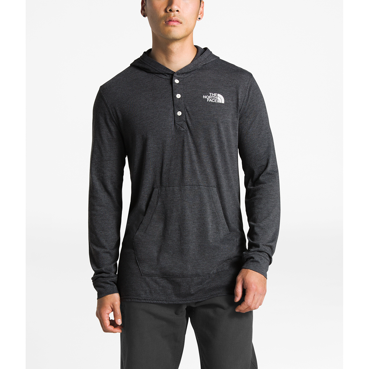 north face men's tri blend henley hoodie