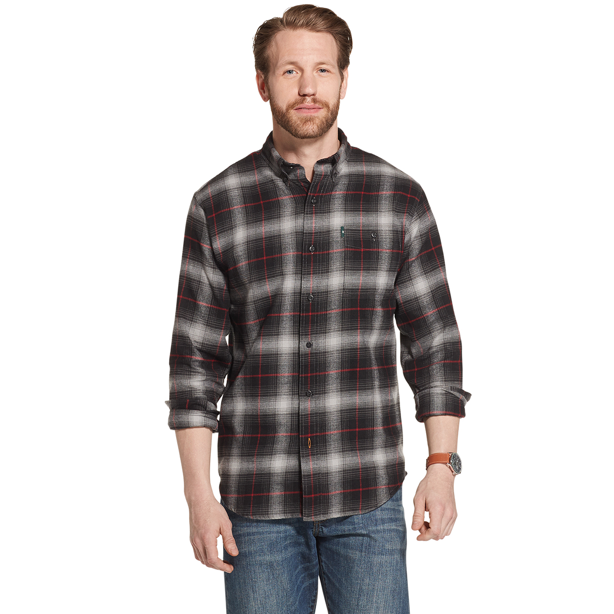 Black & Red G.H. Bass Flannel Shirt 4379 