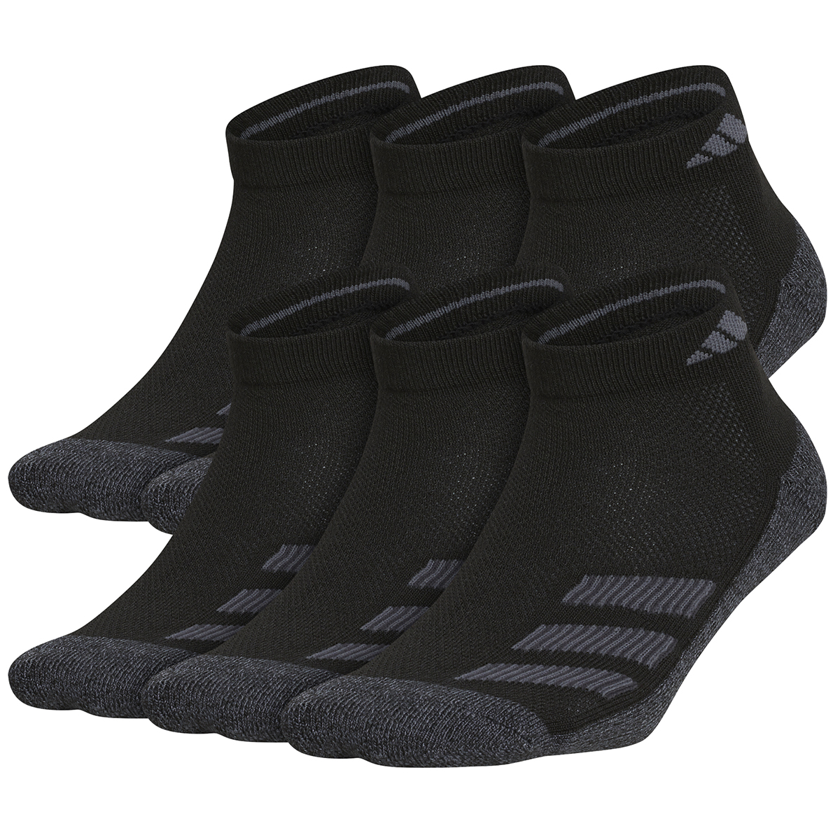 Adidas Boys' Cushioned Angle Stripe Quarter Socks, 6 Pack