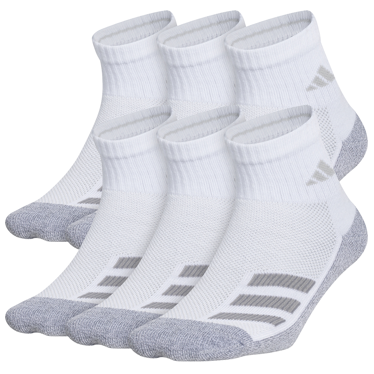 Adidas Boys' Cushioned Angle Stripe Quarter Socks, 6 Pack