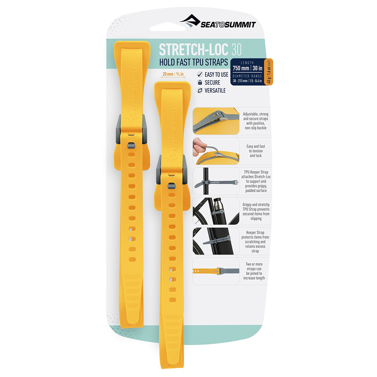 Sea To Summit Stretch-Loc Tpu 30" Straps, 2 Pack