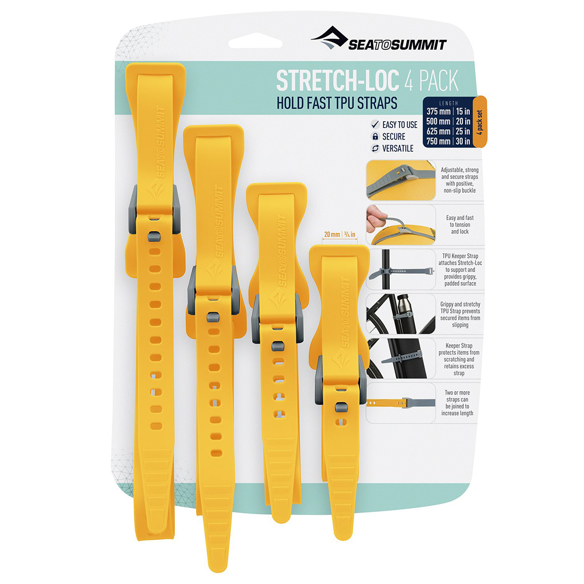 Sea To Summit Stretch-Loc 30", 25", 20", 15" Tpu Straps, 4 Pack